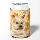 Cairn Terrier Fall Can or Bottle Hugger Cooler Sleeve for Standard 12 oz Cans, Insulated Foam Beer & Soda Can Hugger Reusable