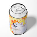 Samoyed Fall Can or Bottle Hugger Cooler Sleeve for Standard 12 oz Cans, Insulated Foam Beer & Soda Can Hugger Reusable