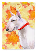 Bull Terrier Fall House Flag 28x40 Porch Sleeve Pole Decorative Outside Yard Banner Artwork Wall Hanging, Polyester