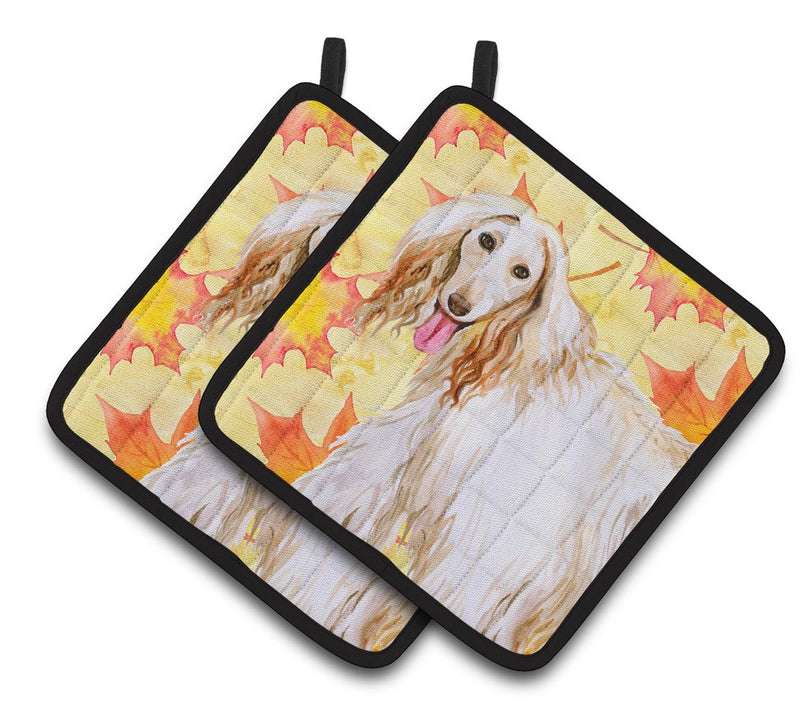 Afghan Hound Fall Pair of Pot Holders BB9963PTHD