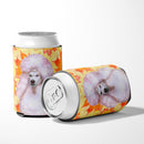 White Standard Poodle Fall Can or Bottle Hugger Cooler Sleeve for Standard 12 oz Cans, Insulated Foam Beer & Soda Can Hugger Reusable