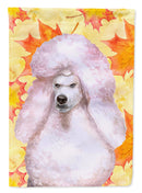 White Standard Poodle Fall House Flag 28x40 Porch Sleeve Pole Decorative Outside Yard Banner Artwork Wall Hanging, Polyester