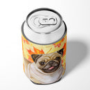 Fawn Pug Fall Can or Bottle Hugger Cooler Sleeve for Standard 12 oz Cans, Insulated Foam Beer & Soda Can Hugger Reusable
