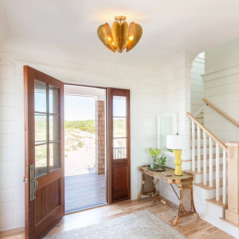 Elvira Farmhouse Gold Hexagonal Ceiling Light, photo 3 of 14