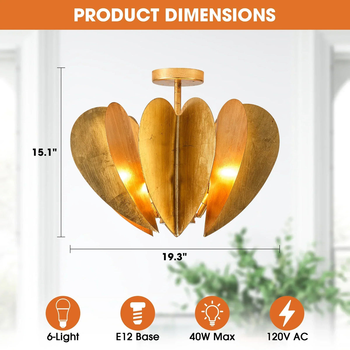 Elvira Farmhouse Gold Hexagonal Ceiling Light, photo 9 of 14