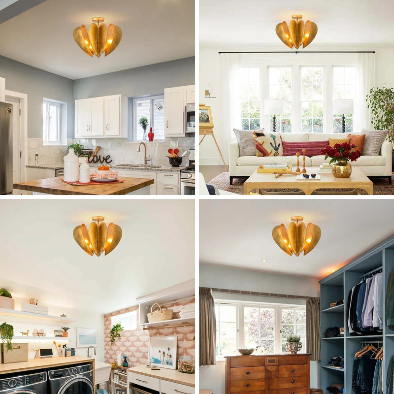 Elvira Farmhouse Gold Hexagonal Ceiling Light, photo 10 of 14