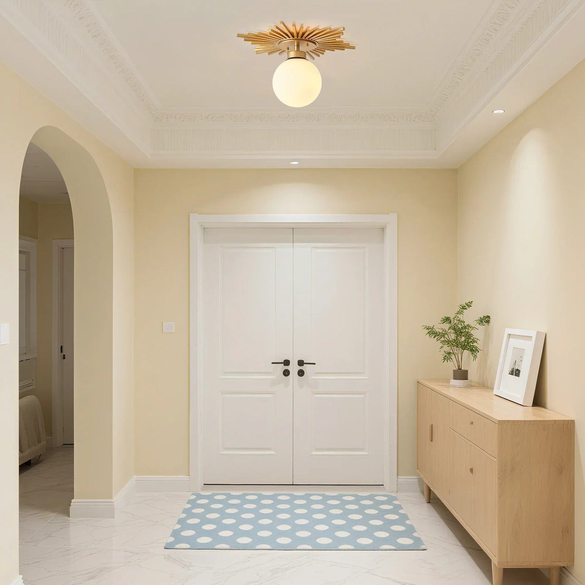 18 Inch Iris 1-Light Golden Semi-Flush Mount Ceiling Light, photo 2 of 11
