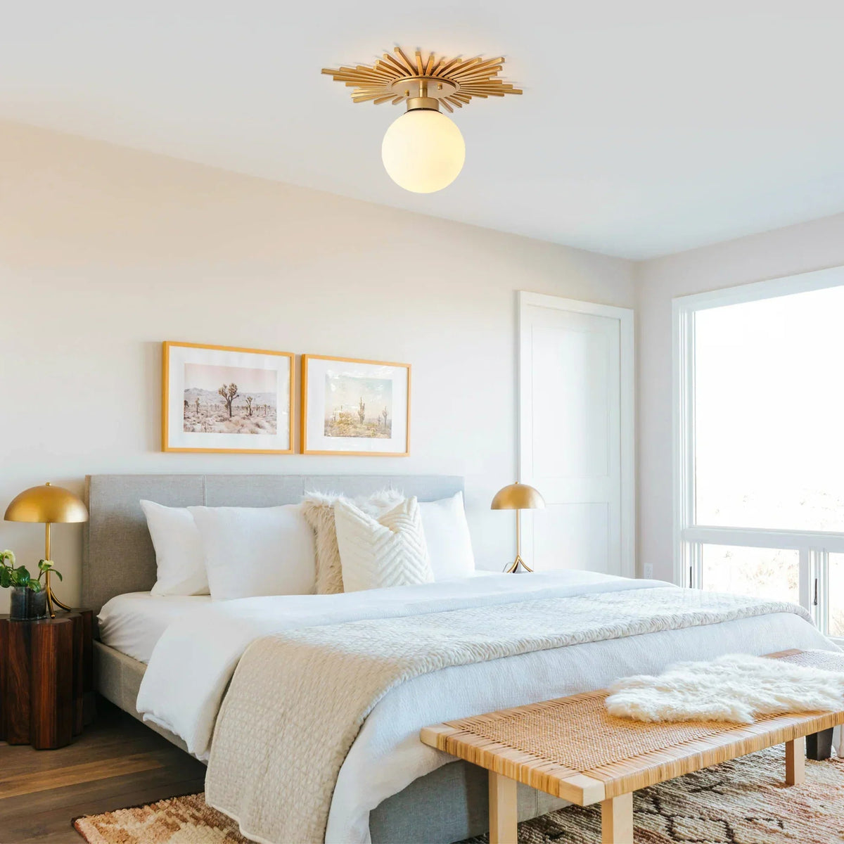 18 Inch Iris 1-Light Golden Semi-Flush Mount Ceiling Light, photo 5 of 11