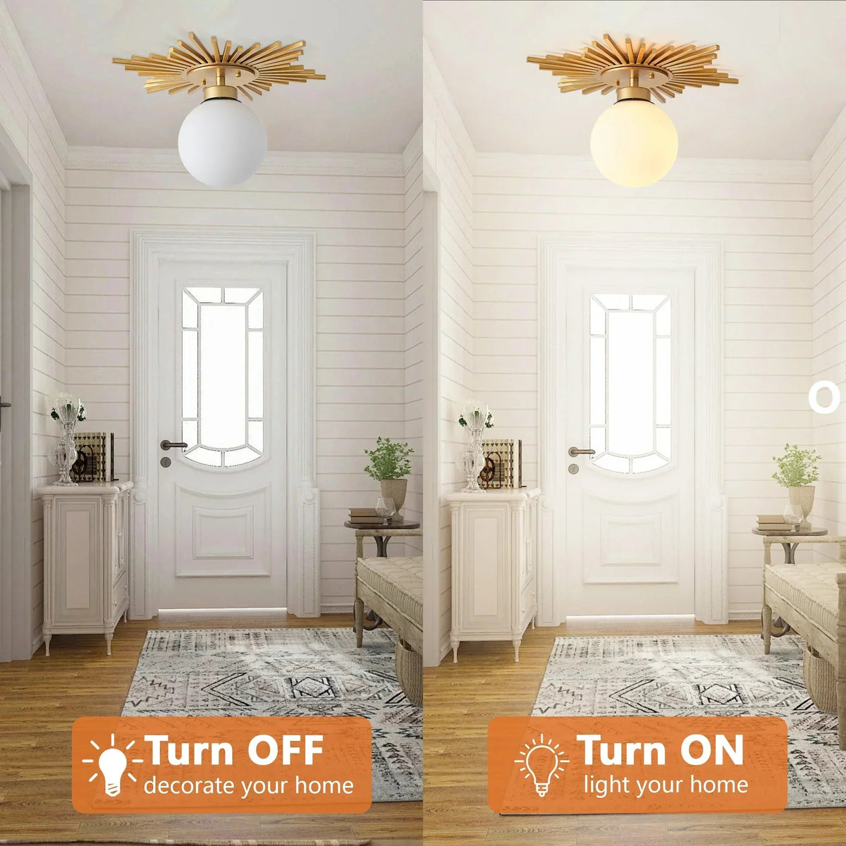 18 Inch Iris 1-Light Golden Semi-Flush Mount Ceiling Light, photo 6 of 11