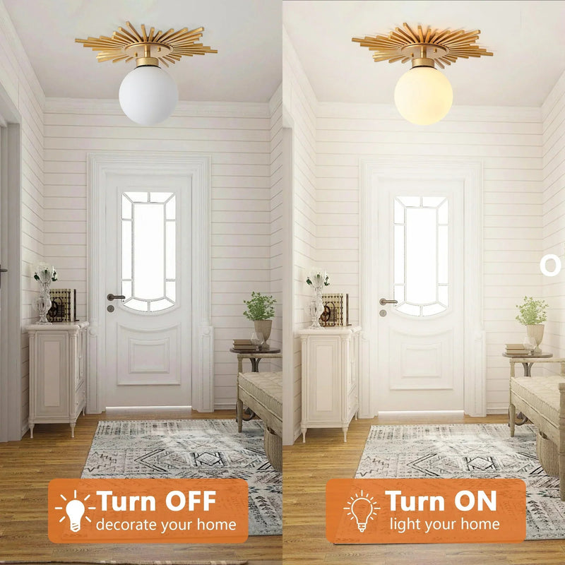 18 Inch Iris 1-Light Golden Semi-Flush Mount Ceiling Light, photo 6 of 11