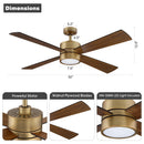 52" Bucholz Industrial Ceiling Fan with Dimmable LED Light