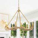 8-Light Golden Modern Candle Chandelier