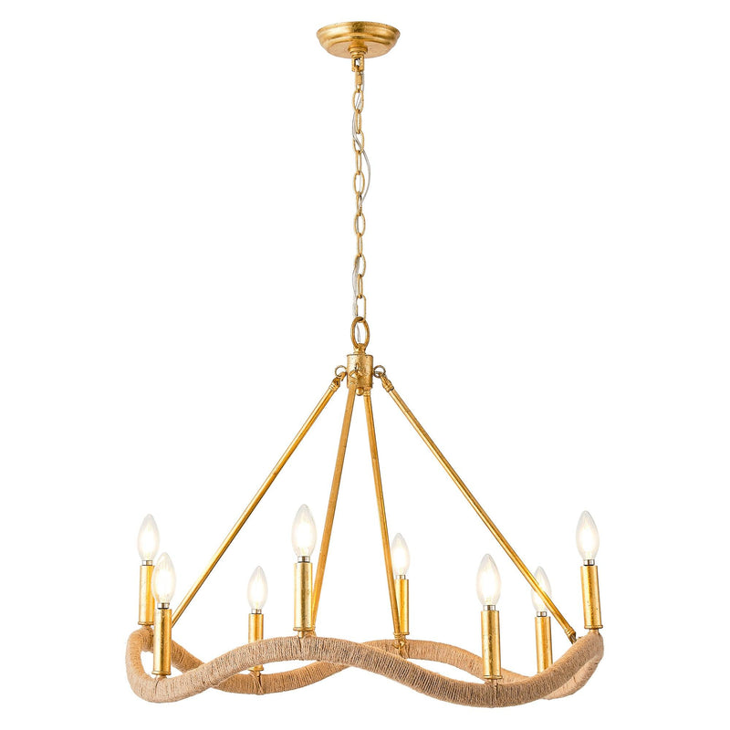8-Light Golden Modern Candle Chandelier