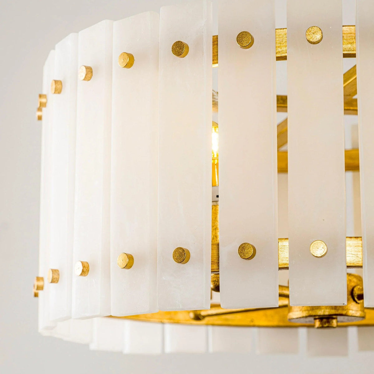 4-Light Modern Drum Marble Semi Flush Mount Ceiling Light, photo 8 of 11