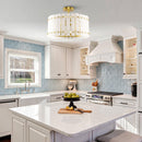 4-Light Modern Drum Marble Semi Flush Mount Ceiling Light