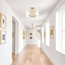 4-Light Modern Drum Marble Semi Flush Mount Ceiling Light