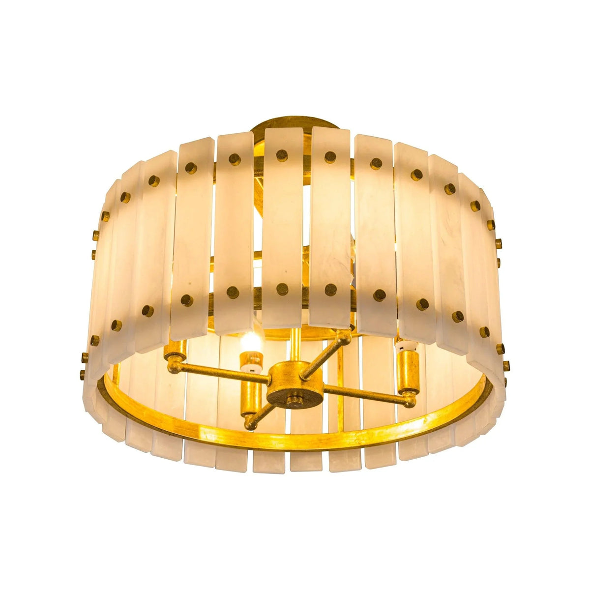 4-Light Modern Drum Marble Semi Flush Mount Ceiling Light, photo 9 of 11