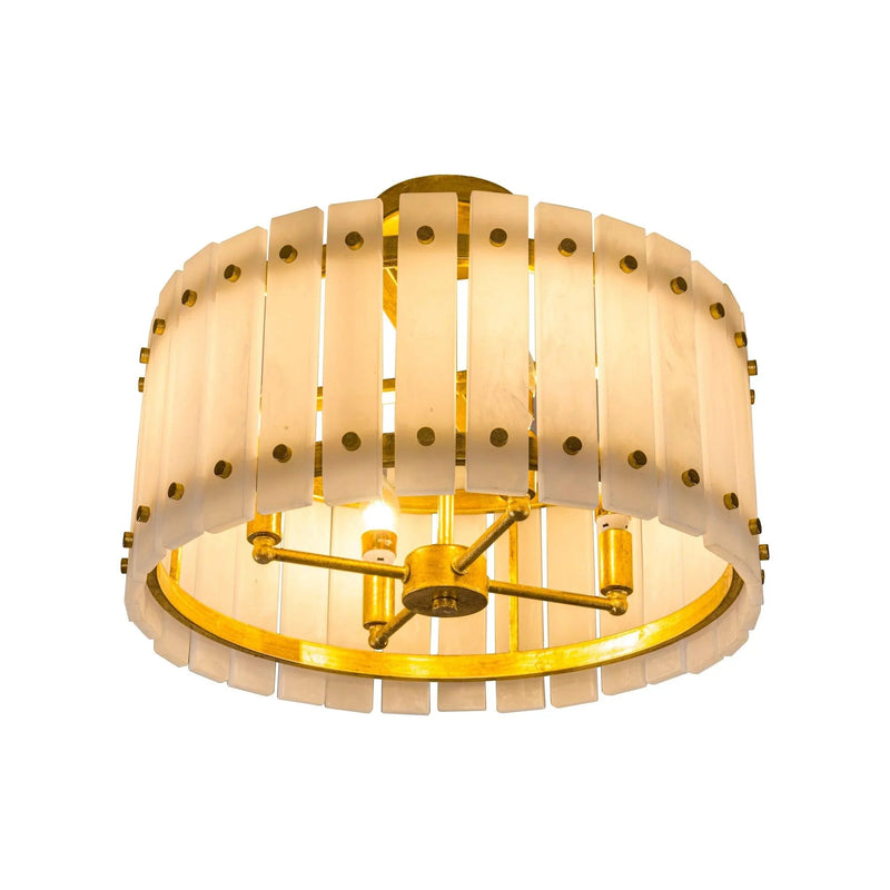 4-Light Modern Drum Marble Semi Flush Mount Ceiling Light, photo 9 of 11