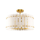 4-Light Modern Drum Marble Semi Flush Mount Ceiling Light