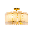4-Light Modern Drum Marble Semi Flush Mount Ceiling Light