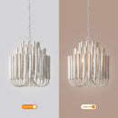 20 Inch Borg 5-Light White Wooden Chandelier by Parrot Uncle