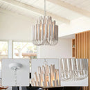 20 Inch Borg 5-Light White Wooden Chandelier by Parrot Uncle