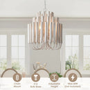 20 Inch Borg 5-Light White Wooden Chandelier by Parrot Uncle