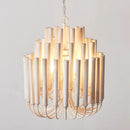 20 Inch Borg 5-Light White Wooden Chandelier by Parrot Uncle