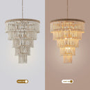 32 Inch Nelly 9-Light Bohemia Wood Beaded Chandelier