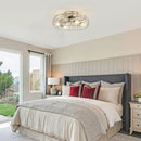 20 Inch Silver Flush Mount Ceiling Fan with Light APP and Remote Control by Parrot Uncle