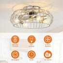 20 Inch Silver Flush Mount Ceiling Fan with Light APP and Remote Control by Parrot Uncle