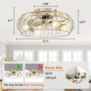 20 Inch Silver Flush Mount Ceiling Fan with Light APP and Remote Control by Parrot Uncle