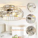 20 Inch Silver Flush Mount Ceiling Fan with Light APP and Remote Control by Parrot Uncle