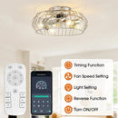 20 Inch Silver Flush Mount Ceiling Fan with Light APP and Remote Control by Parrot Uncle