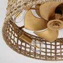 18 Inch Vintage Gold Farmhouse Rattan Flush Mount Ceiling Fan with Light APP and Remote Control by Parrot Uncle