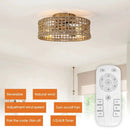 18 Inch Vintage Gold Farmhouse Rattan Flush Mount Ceiling Fan with Light APP and Remote Control by Parrot Uncle