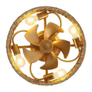 18 Inch Vintage Gold Farmhouse Rattan Flush Mount Ceiling Fan with Light APP and Remote Control by Parrot Uncle