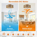 18 Inch Vintage Gold Farmhouse Rattan Flush Mount Ceiling Fan with Light APP and Remote Control by Parrot Uncle