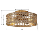 18 Inch Vintage Gold Farmhouse Rattan Flush Mount Ceiling Fan with Light APP and Remote Control by Parrot Uncle