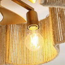 21 Inch Golden Flower-shape Farmhouse Rattan Flush Mount Ceiling Fan with Light APP and Remote Control by Parrot Uncle