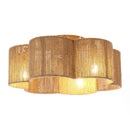 21 Inch Golden Flower-shape Farmhouse Rattan Flush Mount Ceiling Fan with Light APP and Remote Control by Parrot Uncle