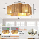 21 Inch Golden Flower-shape Farmhouse Rattan Flush Mount Ceiling Fan with Light APP and Remote Control by Parrot Uncle