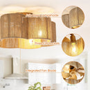 21 Inch Golden Flower-shape Farmhouse Rattan Flush Mount Ceiling Fan with Light APP and Remote Control by Parrot Uncle