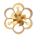 21 Inch Golden Flower-shape Farmhouse Rattan Flush Mount Ceiling Fan with Light APP and Remote Control by Parrot Uncle