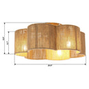21 Inch Golden Flower-shape Farmhouse Rattan Flush Mount Ceiling Fan with Light APP and Remote Control by Parrot Uncle