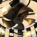 18 Inch Black Industrial Flush Mount Ceiling Fan with Light APP and Remote Control