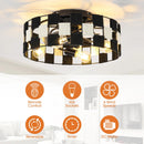 18 Inch Black Industrial Flush Mount Ceiling Fan with Light APP and Remote Control by Parrot Uncle