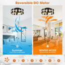 18 Inch Black Industrial Flush Mount Ceiling Fan with Light APP and Remote Control by Parrot Uncle