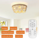 20 Inch White Farmhouse Handmade Wooden Beads Flush Mount Ceiling Fan with APP Remote Control and Lighting