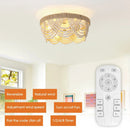 20 Inch White Farmhouse Handmade Wooden Beads Flush Mount Ceiling Fan with APP Remote Control and Lighting